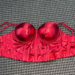 red bra corset